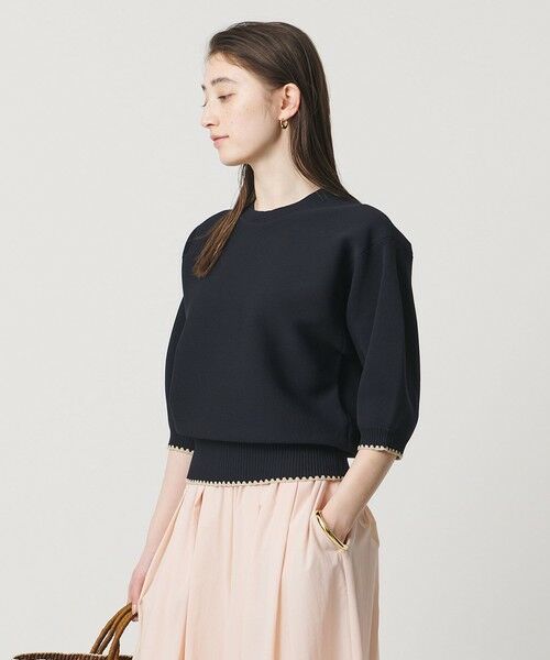 UNITED ARROWS / ユナイテッドアローズ ニット・セーター | ハマグリステッチ パフスリーブ ニット ‐ウォッシャブル‐（NAVY）