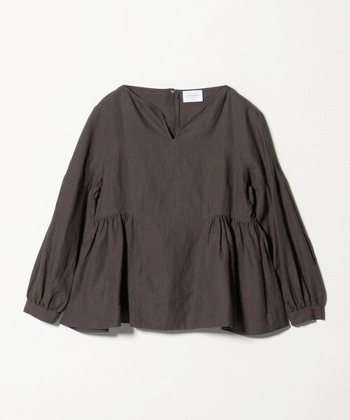 UNITED ARROWS / ユナイテッドアローズ シャツ・ブラウス | リネン スキッパー ペプラム ブラウス ‐ウォッシャブル‐（DK.BROWN）