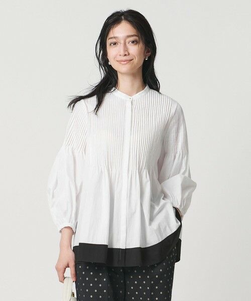 UNITED ARROWS / ユナイテッドアローズ シャツ・ブラウス | ピンタック バンドカラー ブラウス（WHITE）