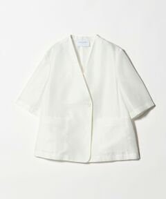 UNITED ARROWS / ユナイテッドアローズ ノーカラージャケット | シアー ノーラペル ハーフスリーブ ジャケット ‐ウォッシャブル‐