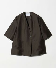 UNITED ARROWS / ユナイテッドアローズ ノーカラージャケット | シアー ノーラペル ハーフスリーブ ジャケット ‐ウォッシャブル‐