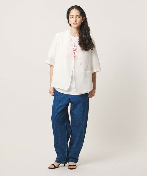 UNITED ARROWS / ユナイテッドアローズ ノーカラージャケット | シアー ノーラペル ハーフスリーブ ジャケット ‐ウォッシャブル‐ | 詳細2