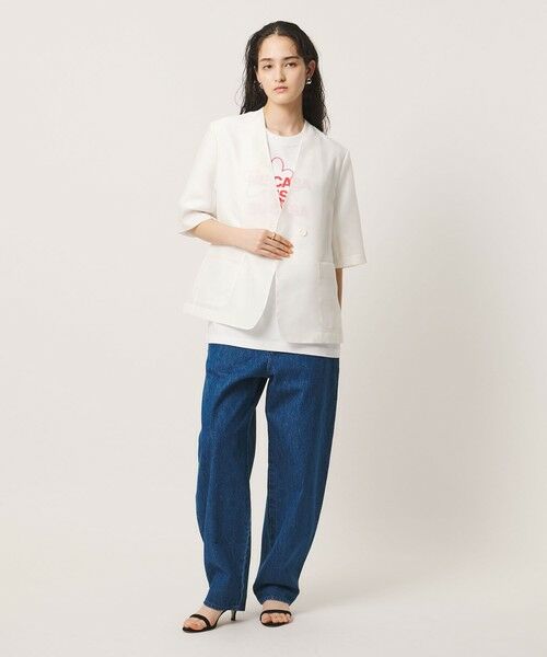 UNITED ARROWS / ユナイテッドアローズ ノーカラージャケット | シアー ノーラペル ハーフスリーブ ジャケット ‐ウォッシャブル‐ | 詳細3