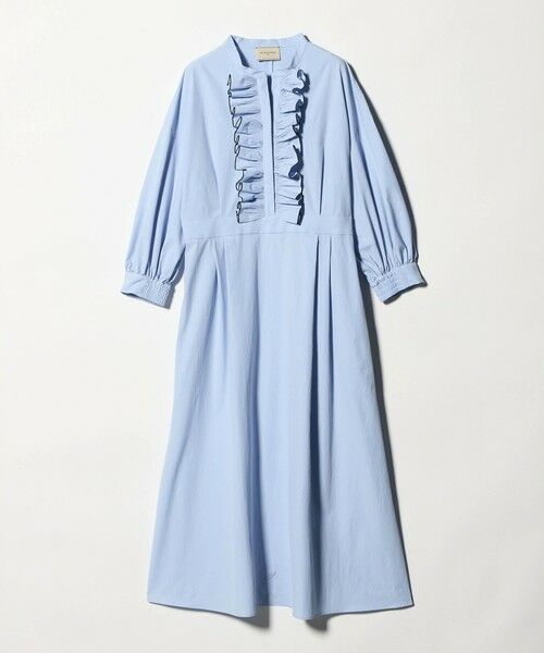 UNITED ARROWS / ユナイテッドアローズ ロング・マキシ丈ワンピース | メロー フリル ワンピース ‐防しわ 吸水速乾 UVカット 遮熱性 接触冷感 ウォッシャブル‐（LT.BLUE）