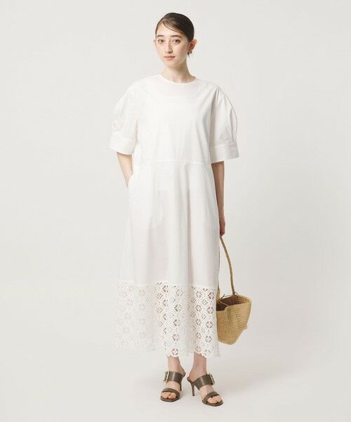 UNITED ARROWS / ユナイテッドアローズ ロング・マキシ丈ワンピース | ラッセルレース コンビ ワンピース ‐ウォッシャブル‐ | 詳細1