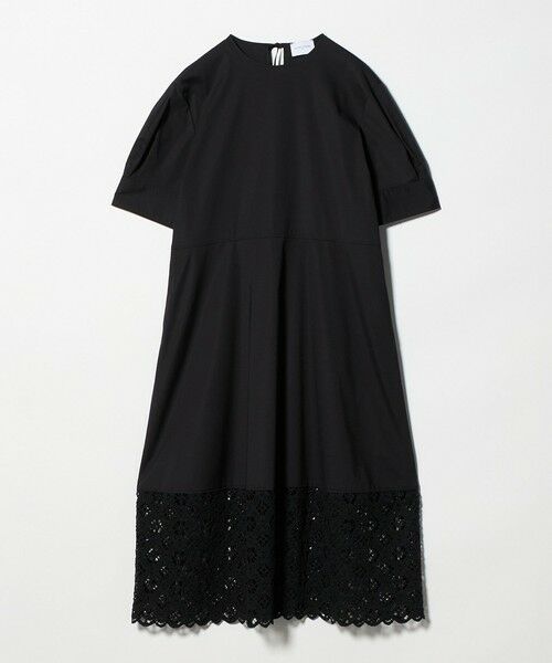 UNITED ARROWS / ユナイテッドアローズ ロング・マキシ丈ワンピース | ラッセルレース コンビ ワンピース ‐ウォッシャブル‐（BLACK）