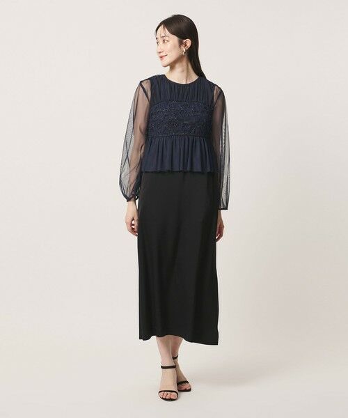 UNITED ARROWS / ユナイテッドアローズ ロング・マキシ丈ワンピース | チュール サテン コンビ ワンピース | 詳細1