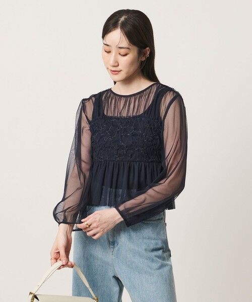 UNITED ARROWS / ユナイテッドアローズ ロング・マキシ丈ワンピース | チュール サテン コンビ ワンピース | 詳細2