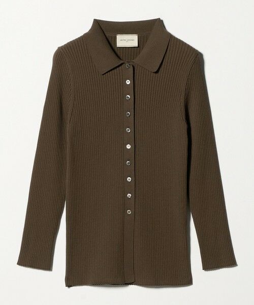 UNITED ARROWS / ユナイテッドアローズ カーディガン・ボレロ | リブ ポロニット カーディガン ‐ウォッシャブル‐（DK.BROWN）