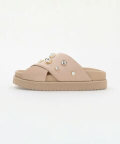 UNITED ARROWS / ユナイテッドアローズ サンダル | サテン クロス ビジュー ミュール/サンダル