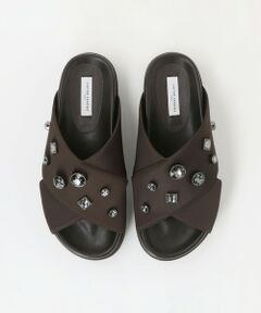 UNITED ARROWS / ユナイテッドアローズ サンダル | サテン クロス ビジュー ミュール/サンダル