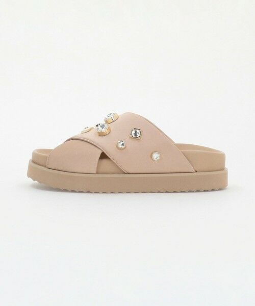 UNITED ARROWS / ユナイテッドアローズ サンダル | サテン クロス ビジュー ミュール/サンダル（BEIGE）