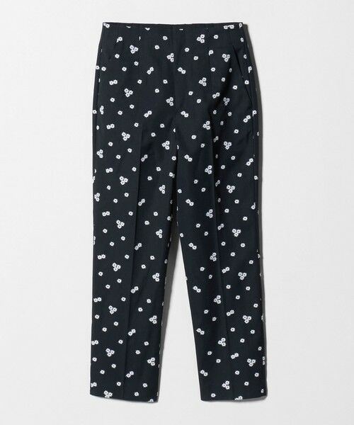 UNITED ARROWS / ユナイテッドアローズ ショート・ハーフ・半端丈パンツ | エンブロイダリー フラワー スリム テーパードパンツ ‐ウォッシャブル‐（NAVY）