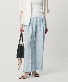 ドット サテン 2タック ワイドパンツ