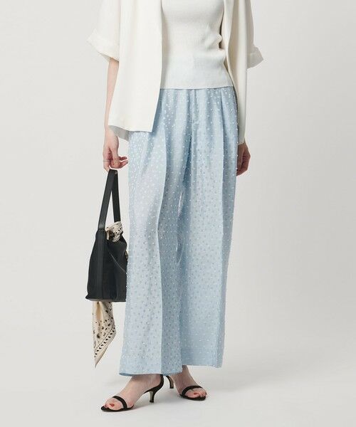 UNITED ARROWS / ユナイテッドアローズ スラックス・ドレスパンツ | ドット サテン 2タック ワイドパンツ(LT.BLUE)