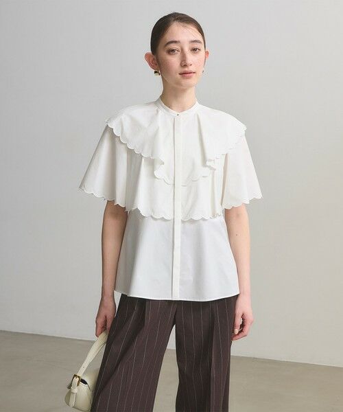 UNITED ARROWS / ユナイテッドアローズ シャツ・ブラウス | スカラップ フリル ブラウス ‐はっ水 UVカット 防しわ ウォッシャブル‐ | 詳細1