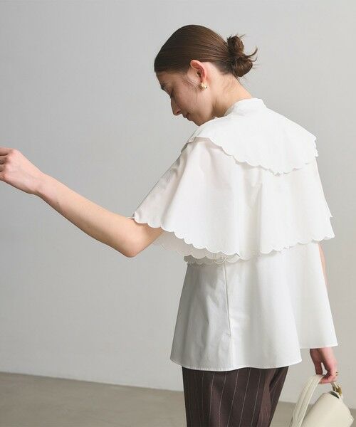 UNITED ARROWS / ユナイテッドアローズ シャツ・ブラウス | スカラップ フリル ブラウス ‐はっ水 UVカット 防しわ ウォッシャブル‐（WHITE）