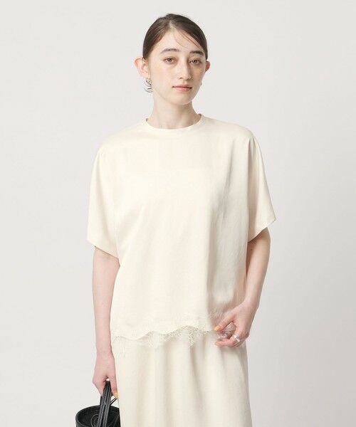 UNITED ARROWS / ユナイテッドアローズ シャツ・ブラウス | サテン レース コンビ ブラウス | 詳細1