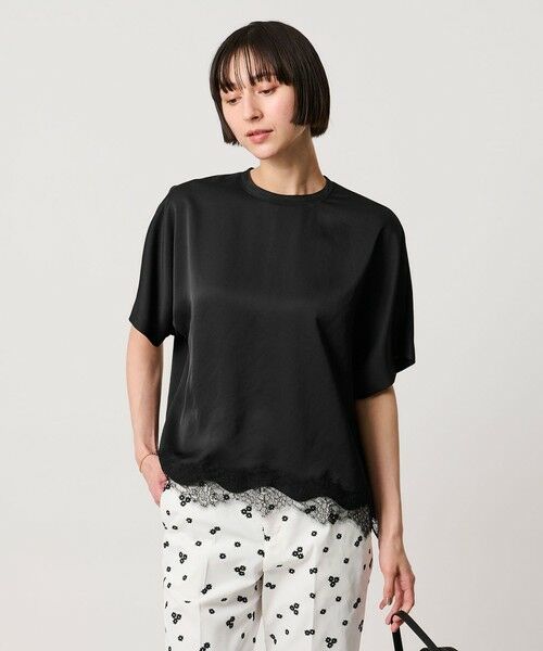 UNITED ARROWS / ユナイテッドアローズ シャツ・ブラウス | サテン レース コンビ ブラウス（BLACK）