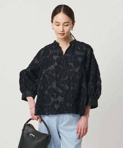 UNITED ARROWS / ユナイテッドアローズ シャツ・ブラウス | カット ジャガード ブラウス ‐ウォッシャブル‐（NAVY）