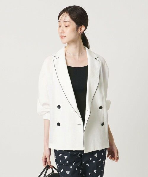 UNITED ARROWS / ユナイテッドアローズ テーラードジャケット | パイピング ドルマン ブラウス ジャケット ‐ウォッシャブル‐ | 詳細1