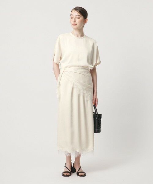 UNITED ARROWS / ユナイテッドアローズ ロング・マキシ丈スカート | スカーフ付き サテン レース コンビ スカート | 詳細1