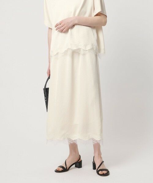 UNITED ARROWS / ユナイテッドアローズ ロング・マキシ丈スカート | スカーフ付き サテン レース コンビ スカート | 詳細2