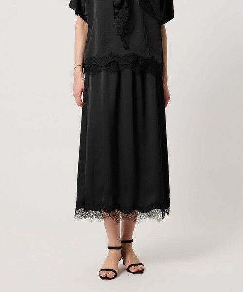 UNITED ARROWS / ユナイテッドアローズ ロング・マキシ丈スカート | スカーフ付き サテン レース コンビ スカート | 詳細11