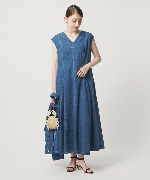 UNITED ARROWS / ユナイテッドアローズ ロング・マキシ丈ワンピース | ステッチ Vネック デニムワンピース | 詳細2
