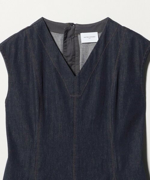UNITED ARROWS / ユナイテッドアローズ ロング・マキシ丈ワンピース | ステッチ Vネック デニムワンピース | 詳細14