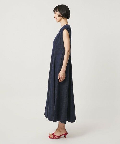 UNITED ARROWS / ユナイテッドアローズ ロング・マキシ丈ワンピース | ステッチ Vネック デニムワンピース | 詳細10