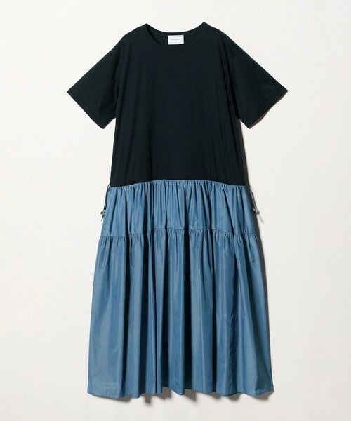 UNITED ARROWS / ユナイテッドアローズ ロング・マキシ丈ワンピース | カット コンビ ドッキング ワンピース（NAVY）