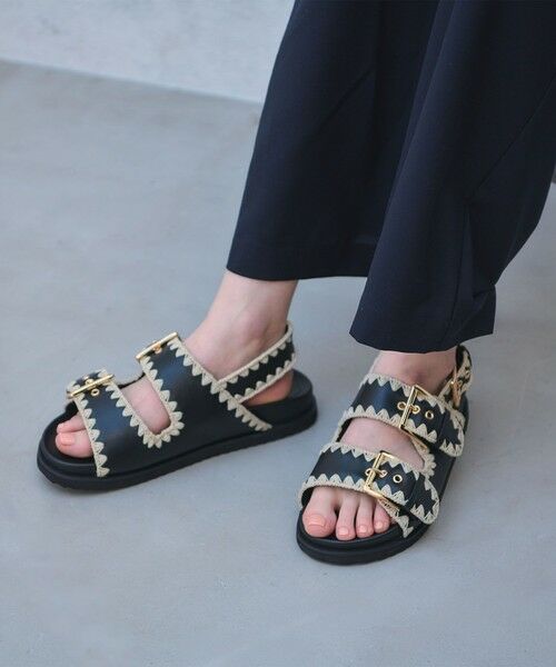 UNITED ARROWS / ユナイテッドアローズ サンダル | ナチュラル 2ライン サンダル（BLACK）