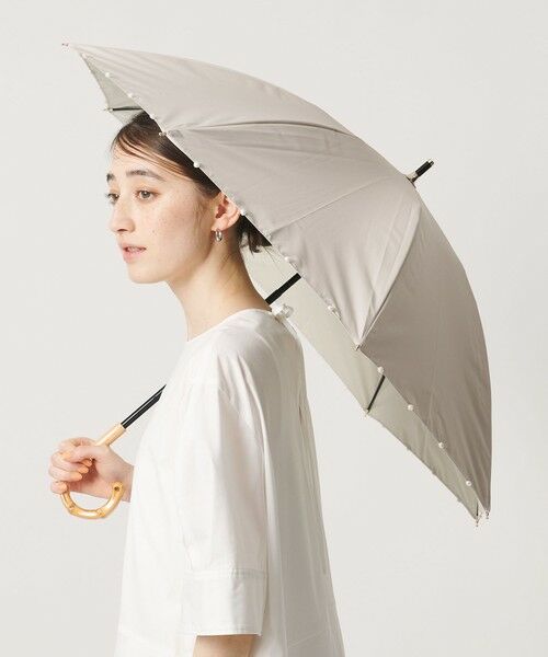 UNITED ARROWS / ユナイテッドアローズ 傘 | 無地×淡水パール 晴雨兼用 長傘 | 詳細13