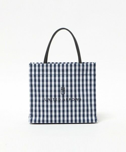 UNITED ARROWS / ユナイテッドアローズ トートバッグ | ギンガムチェック ロゴ トートバッグ S（NAVY）