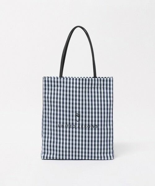 UNITED ARROWS / ユナイテッドアローズ トートバッグ | ギンガムチェック ロゴ トートバッグ M（NAVY）