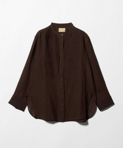 UNITED ARROWS / ユナイテッドアローズ シャツ・ブラウス | エンブロイダリー バンドカラー シャツ（DK.BROWN）