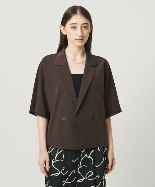 UNITED ARROWS / ユナイテッドアローズ シャツ・ブラウス | ツイル ハーフスリーブ シャツ ジャケット ‐ストレッチ 防シワ 接触冷感‐（DK.BROWN）