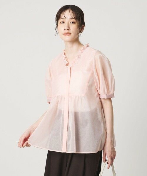 UNITED ARROWS / ユナイテッドアローズ シャツ・ブラウス | LINEAESSE Vネック パフブラウス ‐ウォッシャブル‐ | 詳細1