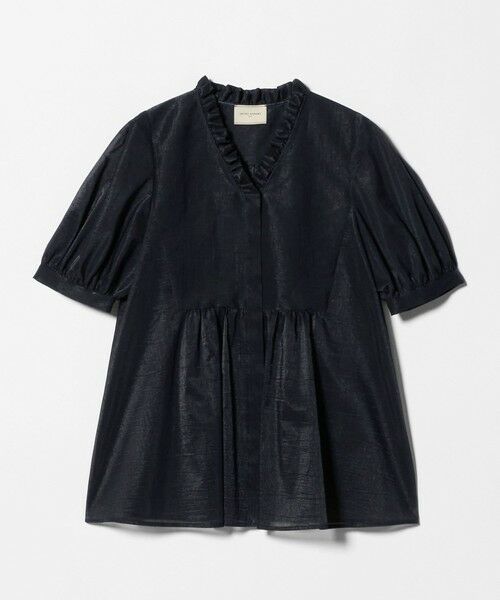 UNITED ARROWS / ユナイテッドアローズ シャツ・ブラウス | LINEAESSE Vネック パフブラウス ‐ウォッシャブル‐（NAVY）