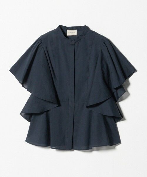 UNITED ARROWS / ユナイテッドアローズ シャツ・ブラウス | オーガンジー ペプラム フレア ブラウス ‐ウォッシャブル‐（NAVY）