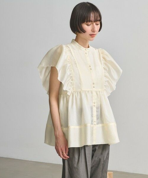 UNITED ARROWS / ユナイテッドアローズ シャツ・ブラウス | シルキー ギャザー フリルブラウス ‐ウォッシャブル‐ | 詳細1