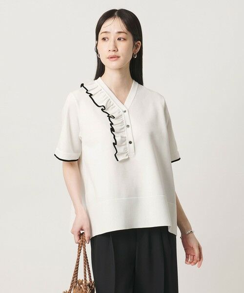 UNITED ARROWS / ユナイテッドアローズ ニット・セーター | ミニマル フリル ショートスリーブ ニット | 詳細3