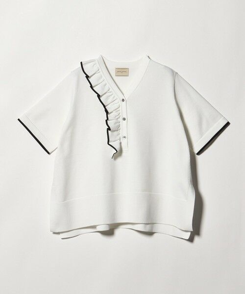 UNITED ARROWS / ユナイテッドアローズ ニット・セーター | ミニマル フリル ショートスリーブ ニット（OFF WHITE）