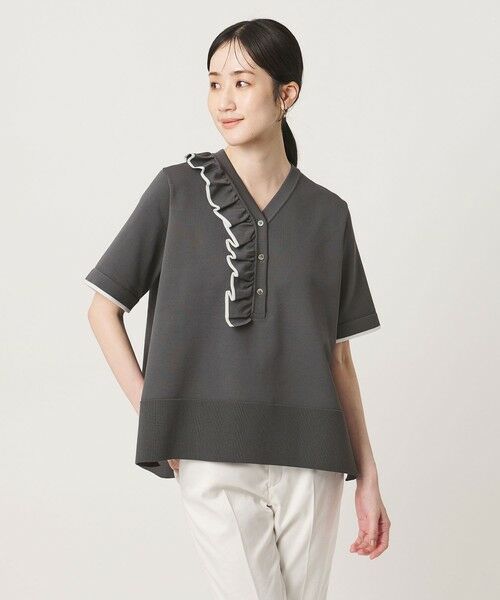 UNITED ARROWS / ユナイテッドアローズ ニット・セーター | ミニマル フリル ショートスリーブ ニット | 詳細11