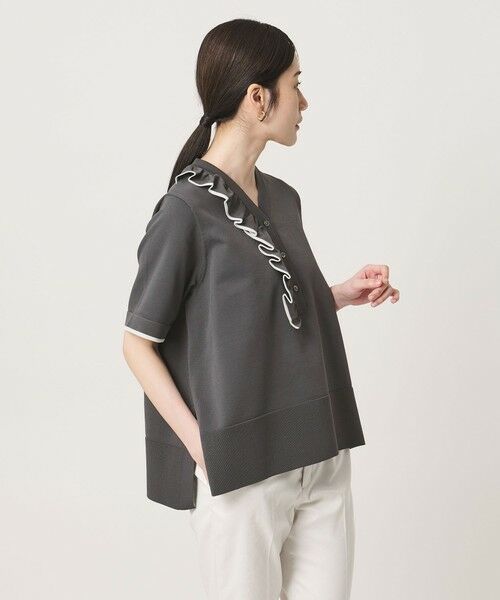 UNITED ARROWS / ユナイテッドアローズ ニット・セーター | ミニマル フリル ショートスリーブ ニット | 詳細12