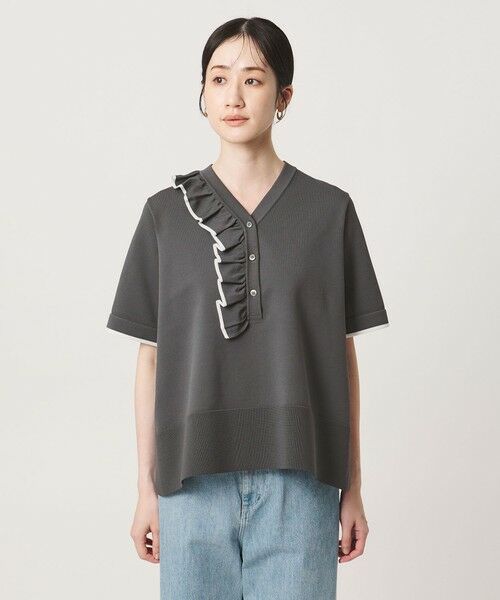 UNITED ARROWS / ユナイテッドアローズ ニット・セーター | ミニマル フリル ショートスリーブ ニット | 詳細14