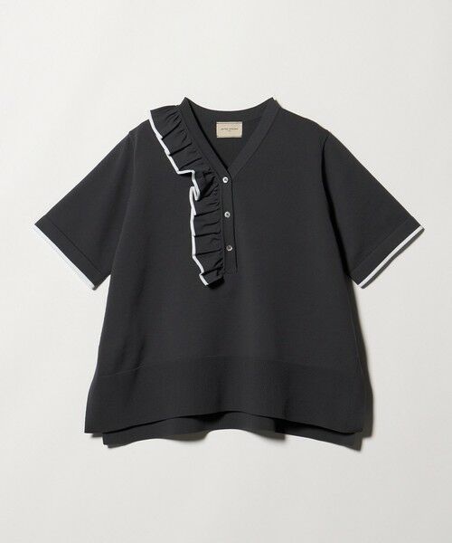 UNITED ARROWS / ユナイテッドアローズ ニット・セーター | ミニマル フリル ショートスリーブ ニット（DK.GRAY）