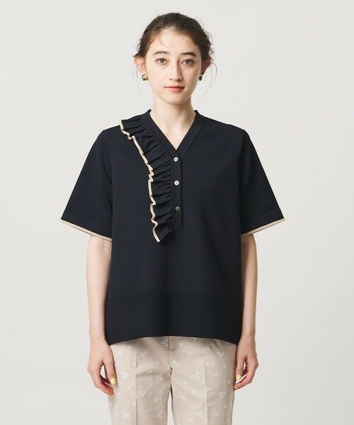 UNITED ARROWS / ユナイテッドアローズ ニット・セーター | ミニマル フリル ショートスリーブ ニット | 詳細21