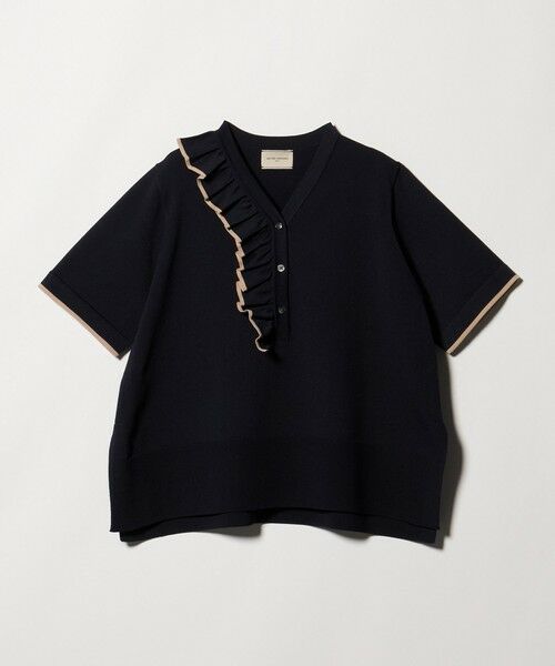 UNITED ARROWS / ユナイテッドアローズ ニット・セーター | ミニマル フリル ショートスリーブ ニット（NAVY）